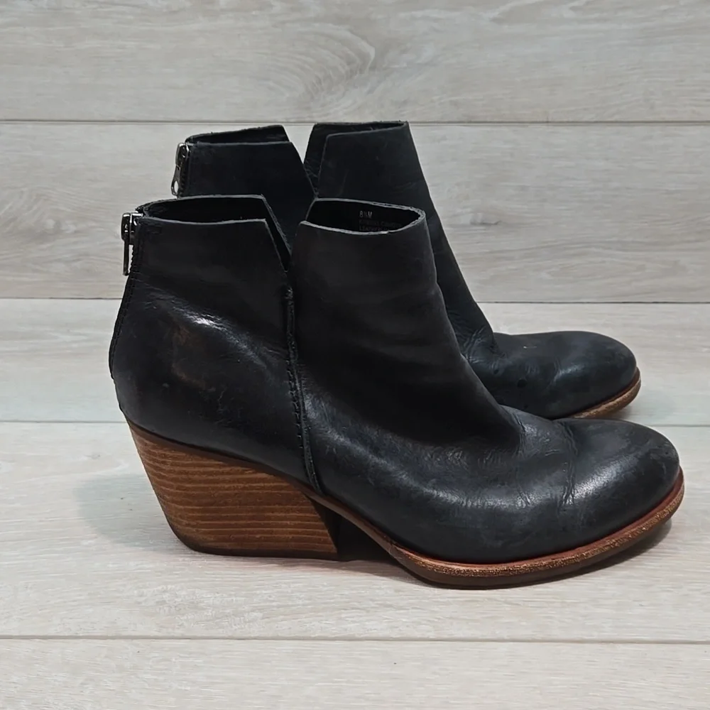 Kork Ease Women Black Distressed  Leather Ankle Boots Moto Shoes Sz 8.5M